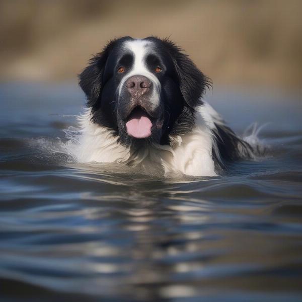 Landseer Newfoundland Swimming in Water