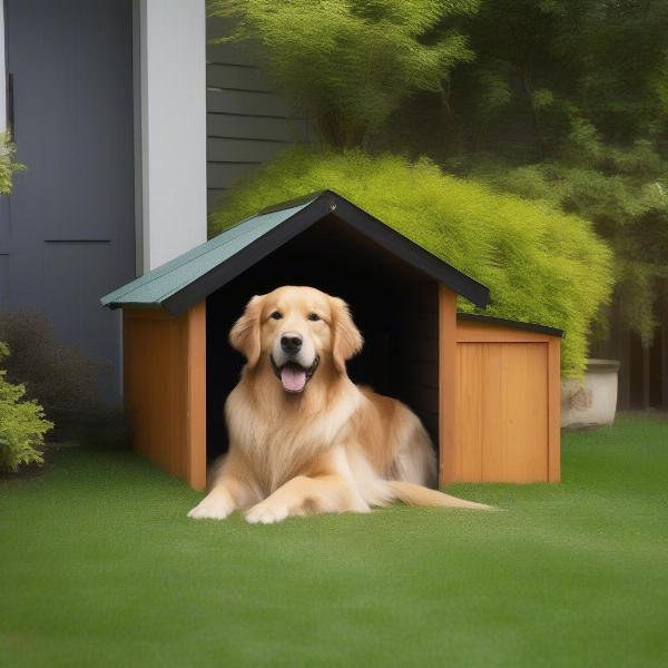 Large Dog House in a Backyard