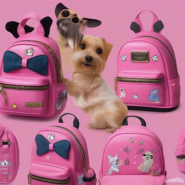 Loungefly backpack designed for small dogs, showcasing its compact size and stylish design.