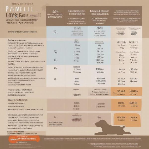 Loyall Life Dog Food Nutritional Chart