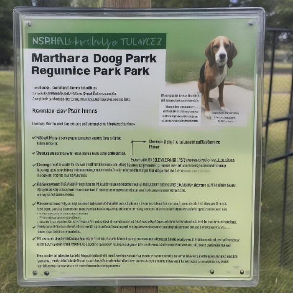 Martha Dog Park Rules and Regulations Signage