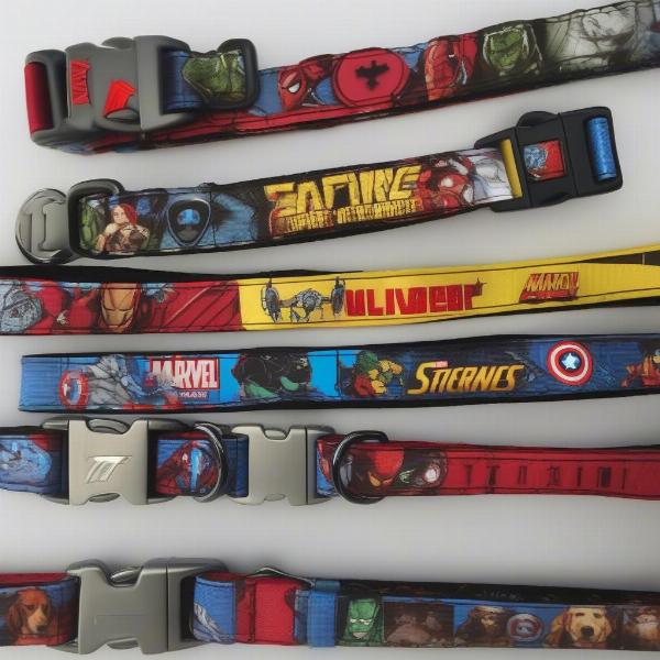 Marvel dog collars in different sizes