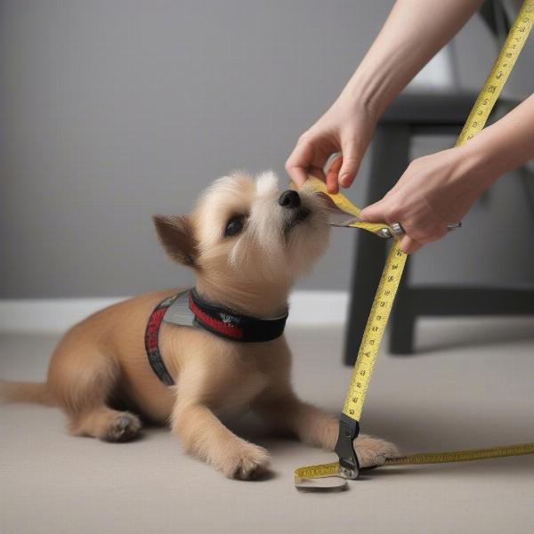 Measuring a small dog for a sweater