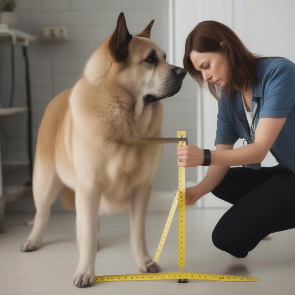 Measuring a dog for a coat