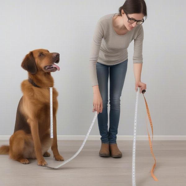 Measuring a dog for a dog house