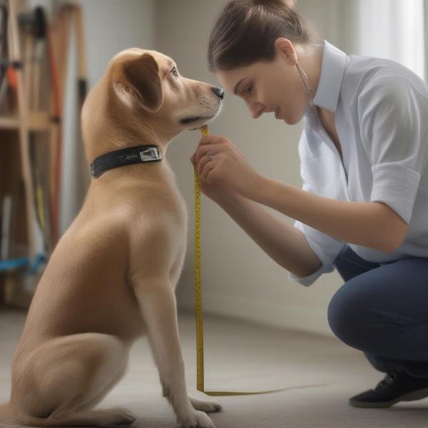 Measuring a dog for a dress