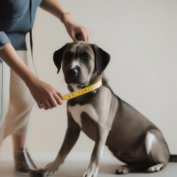 Measuring a dog for Nike apparel