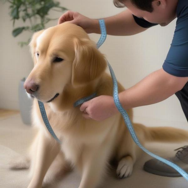 Measuring a Male Dog's Neck for a Tag Necklace