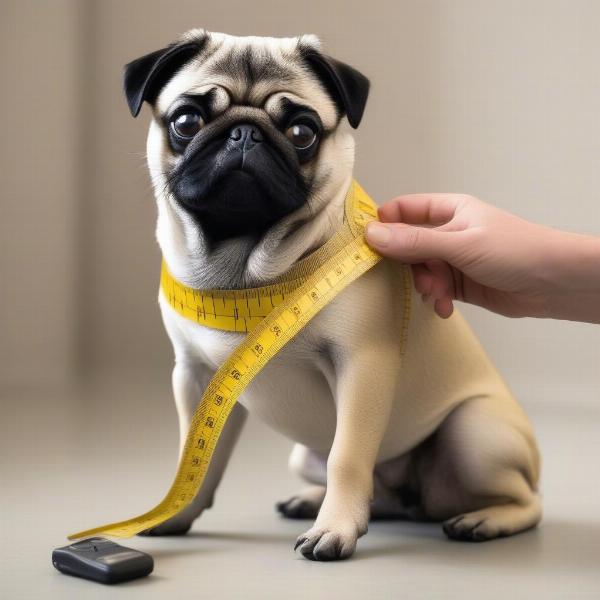 Measuring a pug for a harness