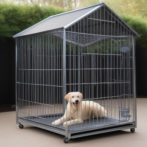 Metal Dog Cage with Roof for Weather Protection