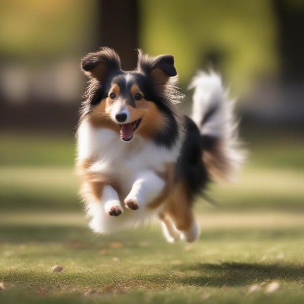 Miniature Sheltie Dog Playing Fetch