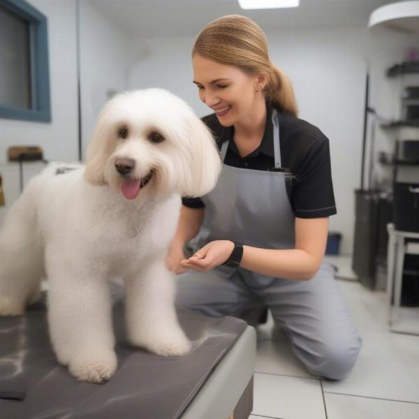 Mobile Dog Grooming Rochester NY: Groomer and Dog Interaction