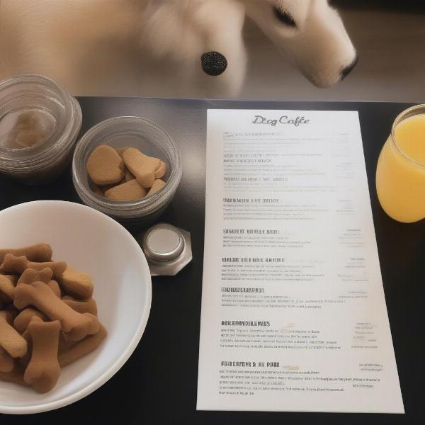 Dog-friendly menu and treats at a Montreal dog cafe.