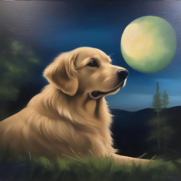 Moonlight Dog Painting