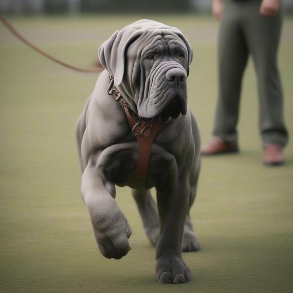 Neapolitan Mastiff undergoing training