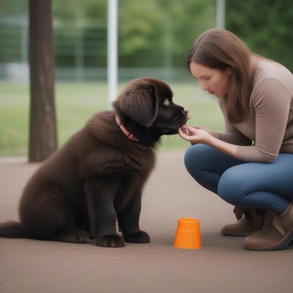 Training a Brown Newfoundland Dog