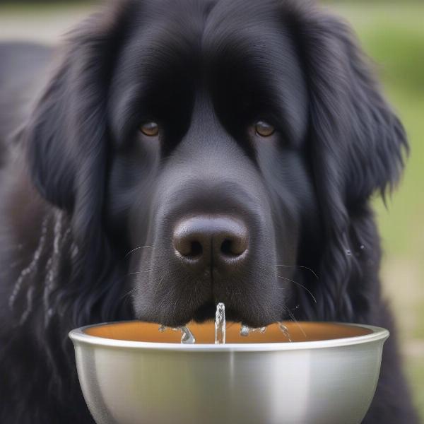 Newfoundland Dog Drinking Water