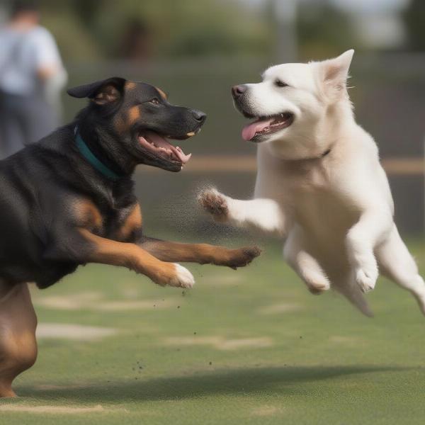 Dogs playing at Newport Dog Park