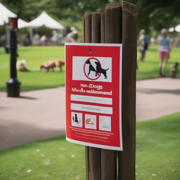 No Dogs Allowed Sign in a Public Park