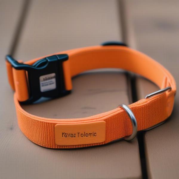 Orange Dog Collar with ID Tag