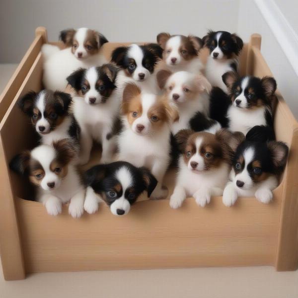 Papillon Puppies in a Litter