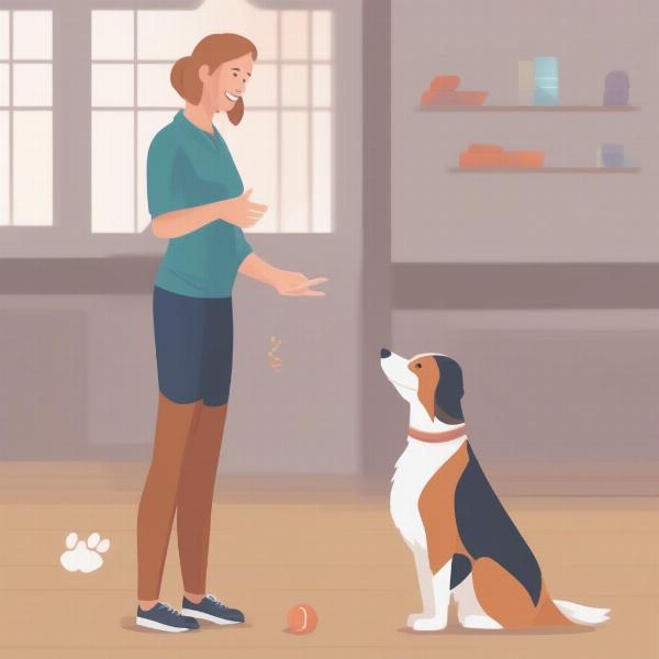 Paws Up dog training using positive reinforcement techniques like treats and praise.