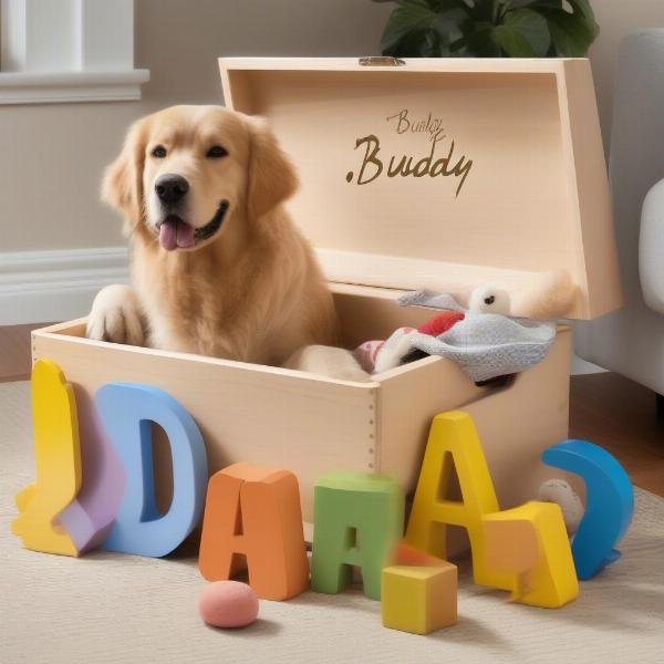 Wooden Personalised Dog Toy Box