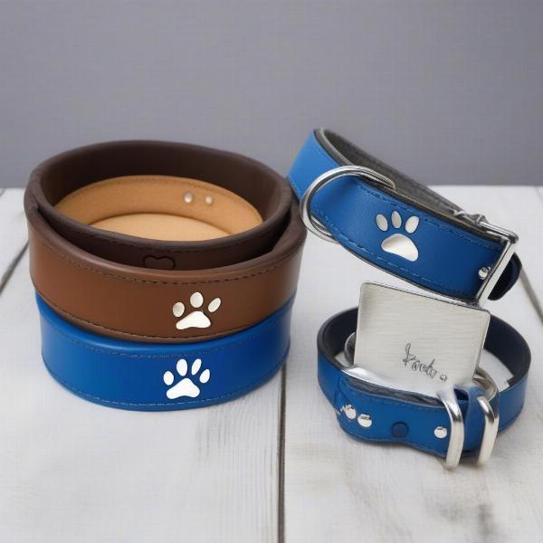 Personalized dog bowl and collar with the dog's name engraved