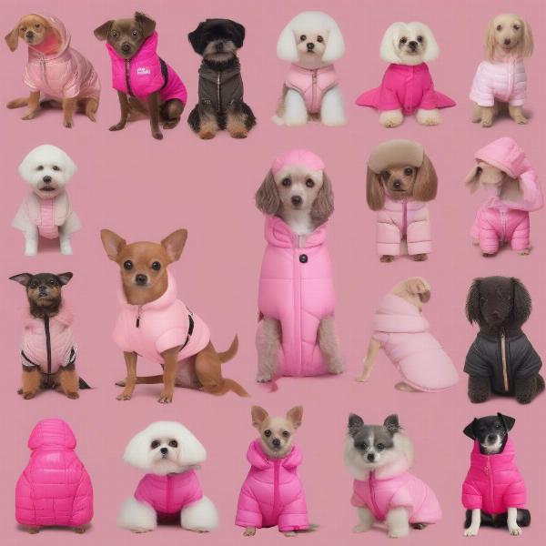 Pink Dog Jackets on Different Breeds