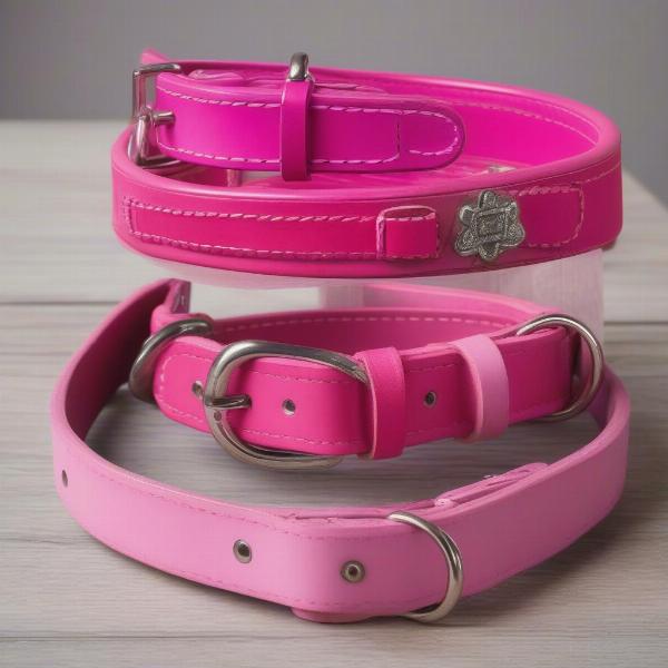 Pink Leather Dog Collars in Different Shades