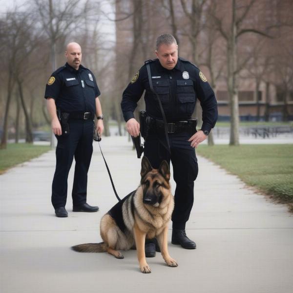 Police Dog Handler on Duty