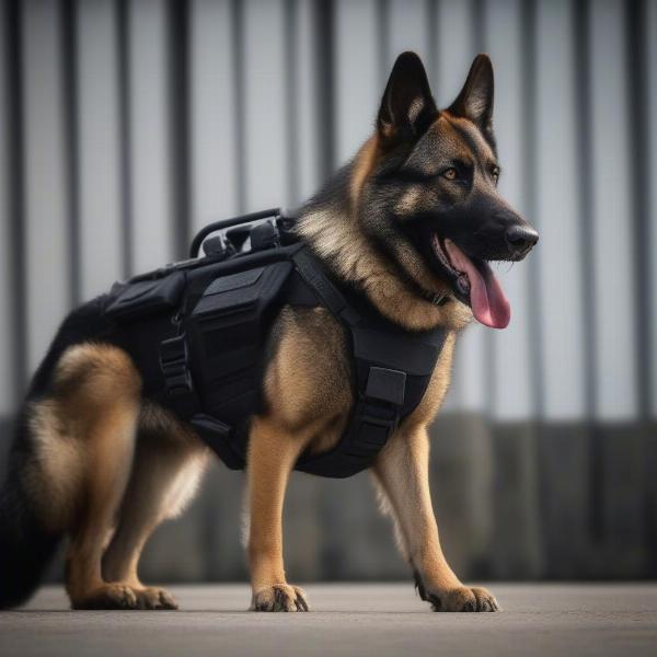 Police Dog Wearing Ballistic Helmet