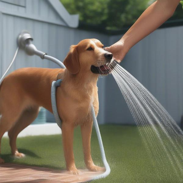 Portable dog shower with hose attachment