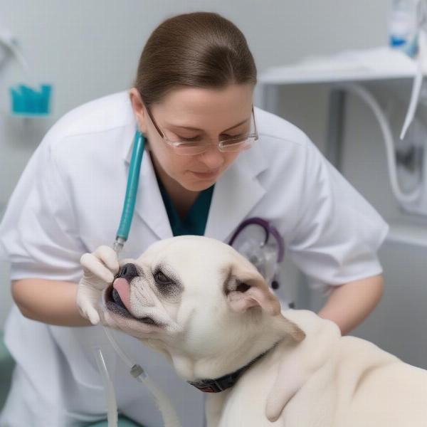 Pre-surgery examination for a dog