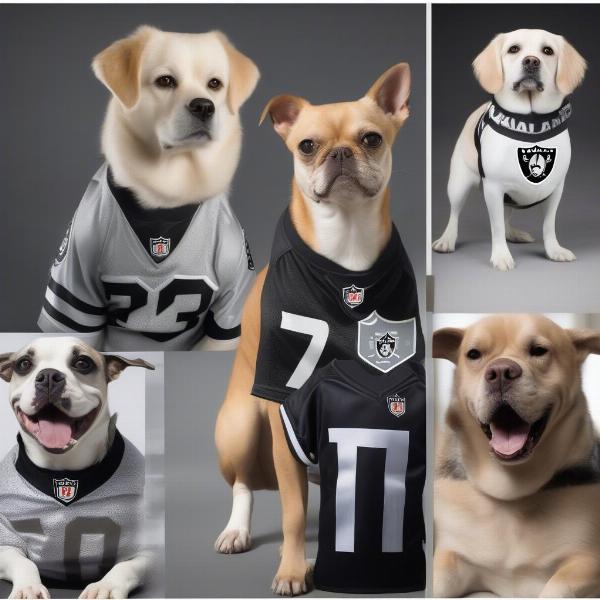 Raiders dog jerseys on different dog breeds