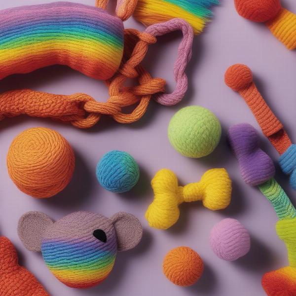 Variety of Rainbow Dog Toys