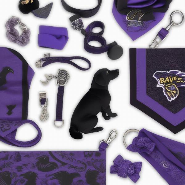 Ravens dog accessories like bandanas, collars, and leashes