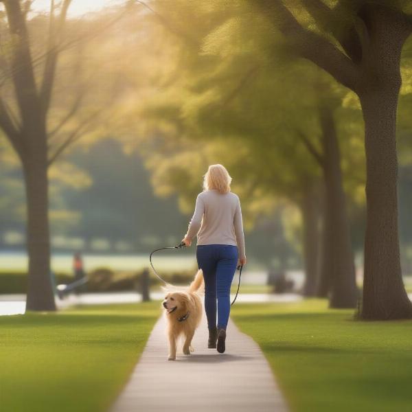 Retractable Dog Lead in Park