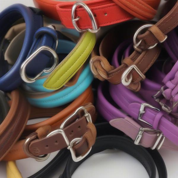 Rolled leather dog collars for dogs with long fur