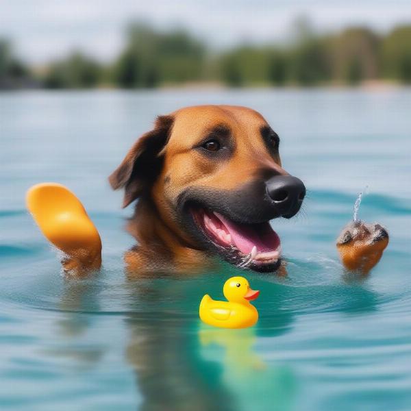 Rubber Duck Dog Toy for Water Play