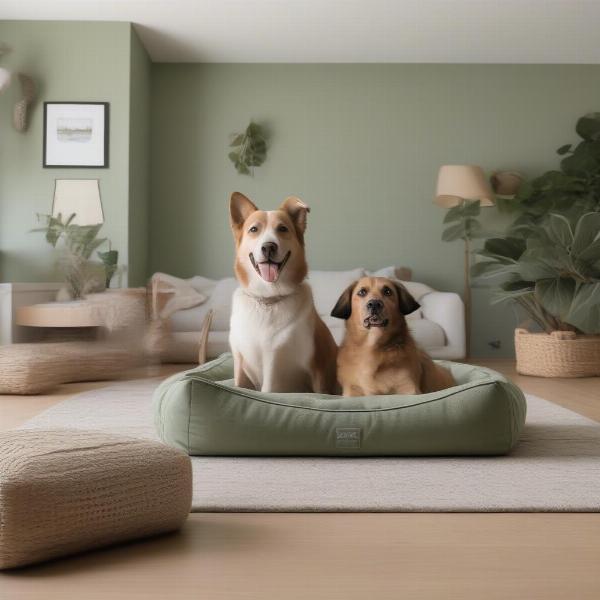 Sage Green Dog Bed in a Living Room