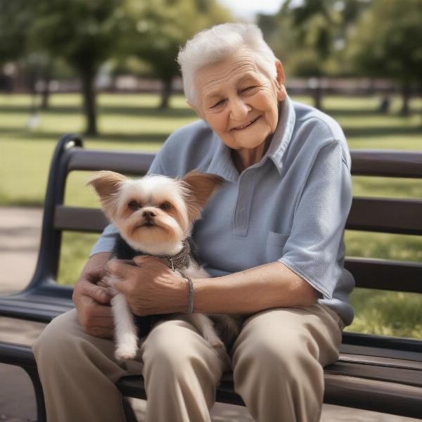 Senior Citizen with Small Dog