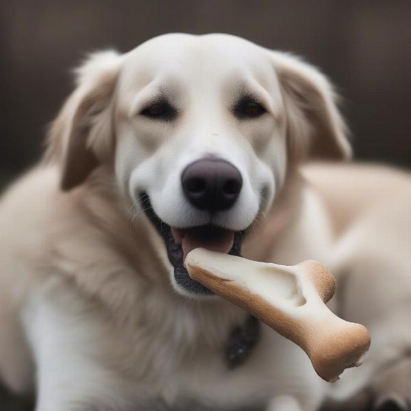 Senior Dog Enjoying Marrow Treat