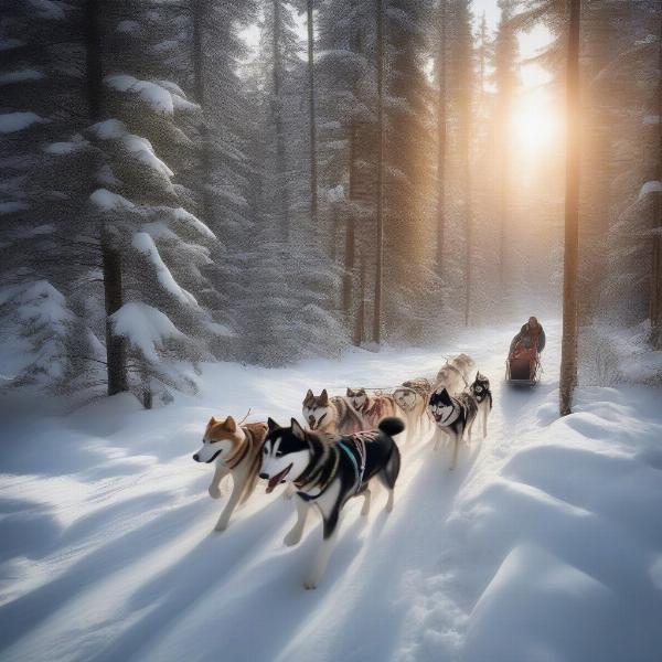 Sled Dog Team Running