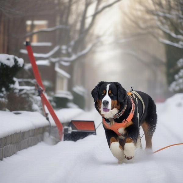 Dog Pulling a Snow Plow