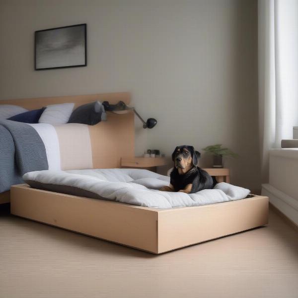 Space-saving attached dog bed