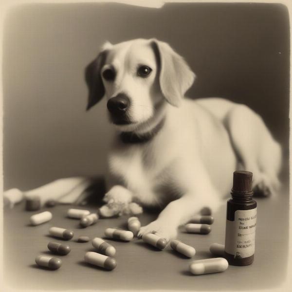 Stilboestrol pills and a dog