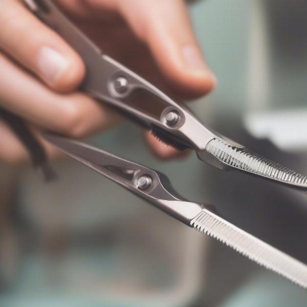 Straight Dog Grooming Shears in Action