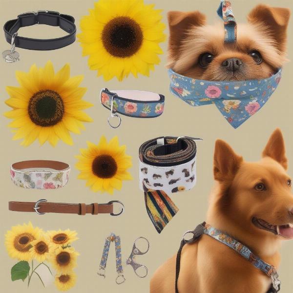 Dog accessories with sunflower theme