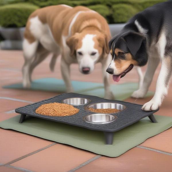 Outdoor dog feeder mat